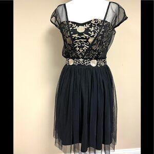 👠Lace & Beads black embroidered dress size Sm
